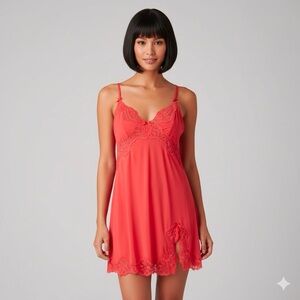 NWOT VS Satin Lace-Trim Mini Slip Nightie